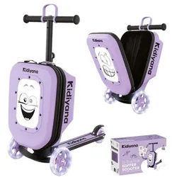 Kidiyana Kinderroller mit Koffer - 3-Rad Scooter lila