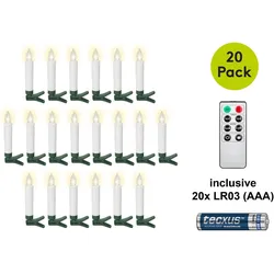 Goobay, LED Kerzen, 20 kabellose LED-Weihnachtsbaumkerzen mit 20x AAA LR03 (20x)