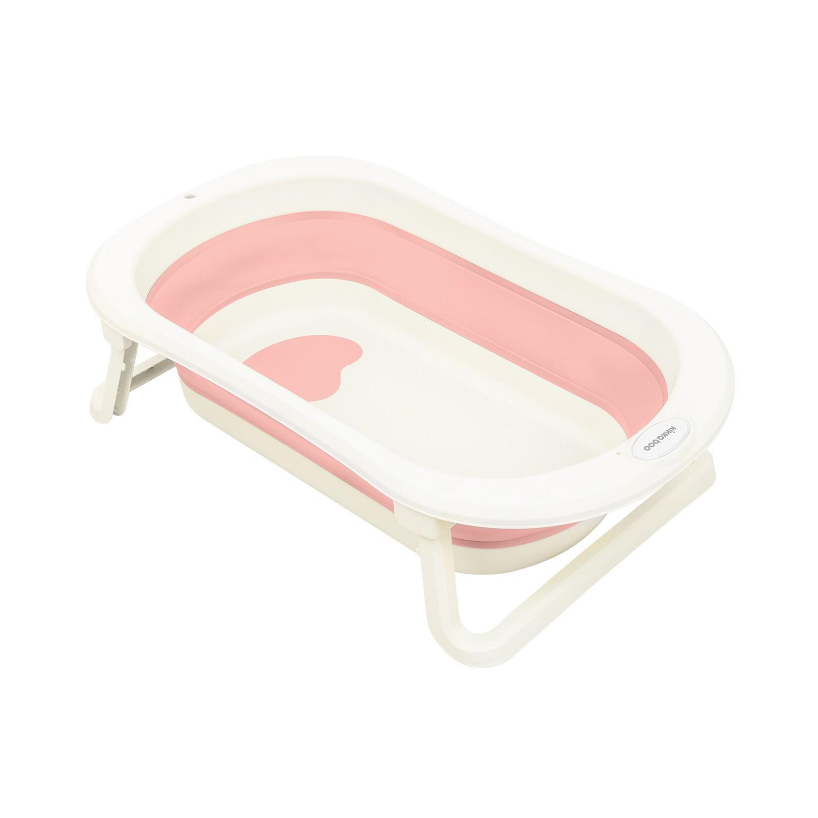 Kikkaboo Babybadewanne Fiji faltbar rutschfest Wasserablauf leicht zu reinigen rosa