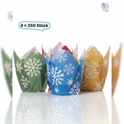 Blanc HYGIENIC Muffin Tulip Cups, Einweg Papier- Backform, Winter, 160x160x50mm, 4x250 Stk, to go, take away