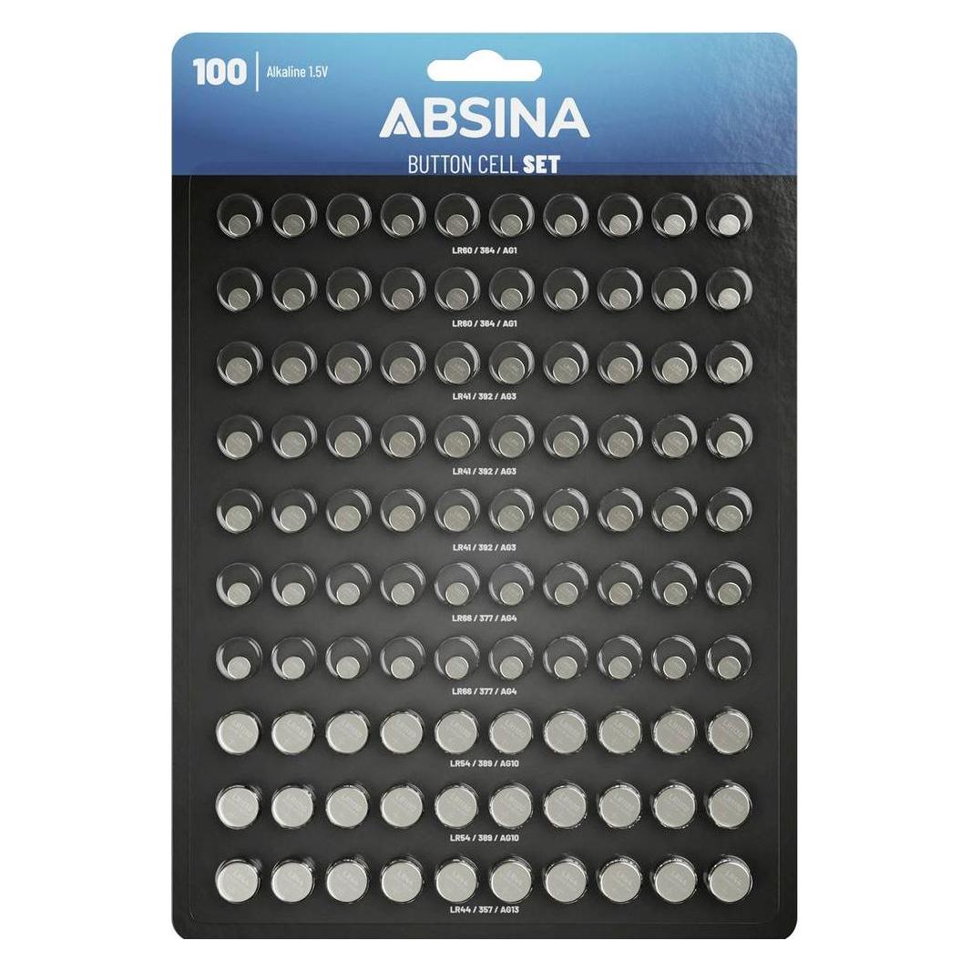 Absina Knopfzellen-Set (1 Stk., AG1, AG10, AG4, LR41, LR44) (401019-2)
