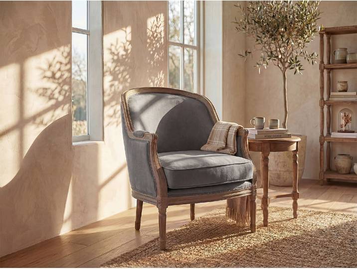 Sessel Barock - Stoff - Grau - ALIENOR