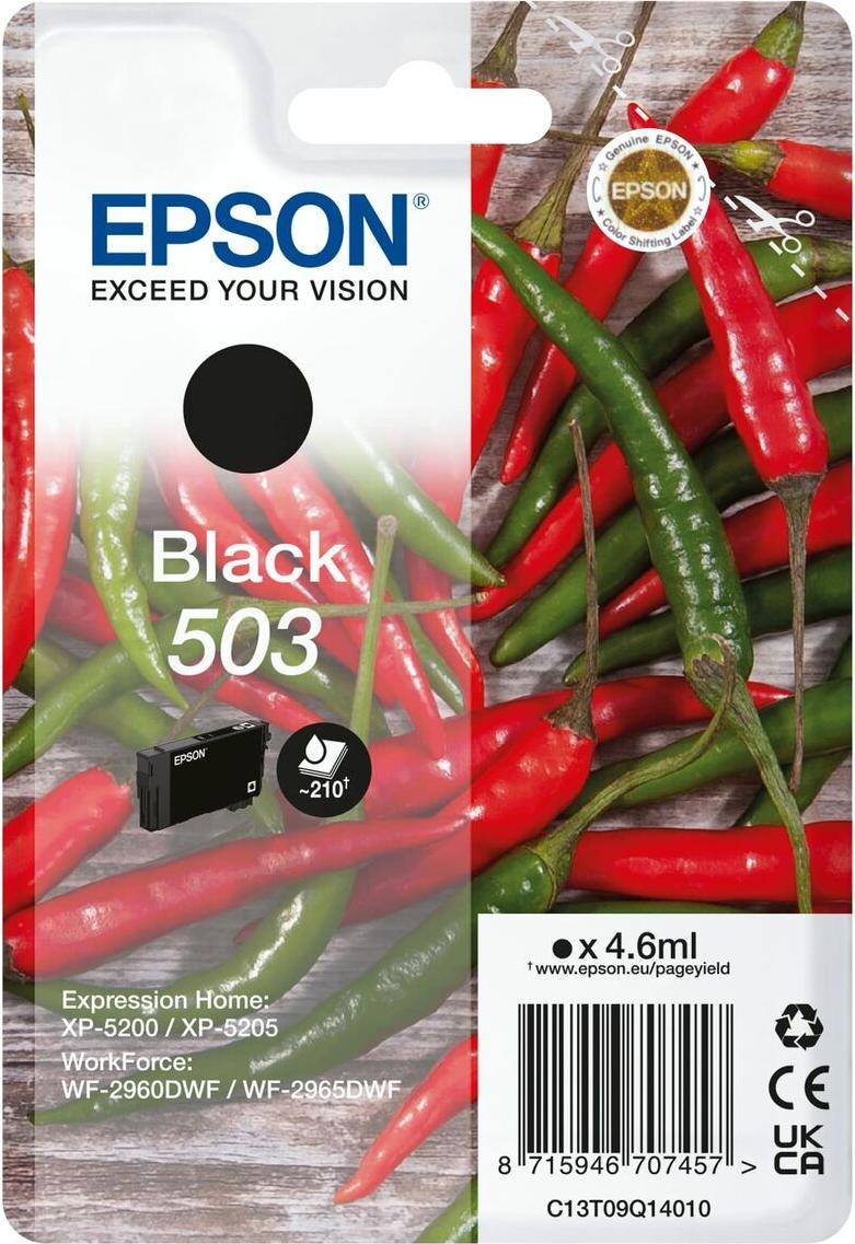 Epson 503 Inktpatroon Zwart 4,6 ml voor Expression Home XP-5200, XP-5205 en WorkForce WF-2960DWF, WF-2965DWF