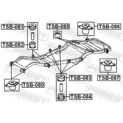 FEBEST Lagerung, Fahrzeugrahmen tsb083 oben für TOYOTA