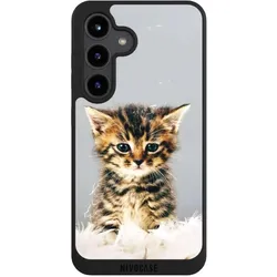 Nivocase Handyhülle für Samsung Galaxy S24 Hülle NIVOpure Case Schwarz Feder Haustier Katze (Samsung Galaxy S24), Smartphone Hülle, Schwarz