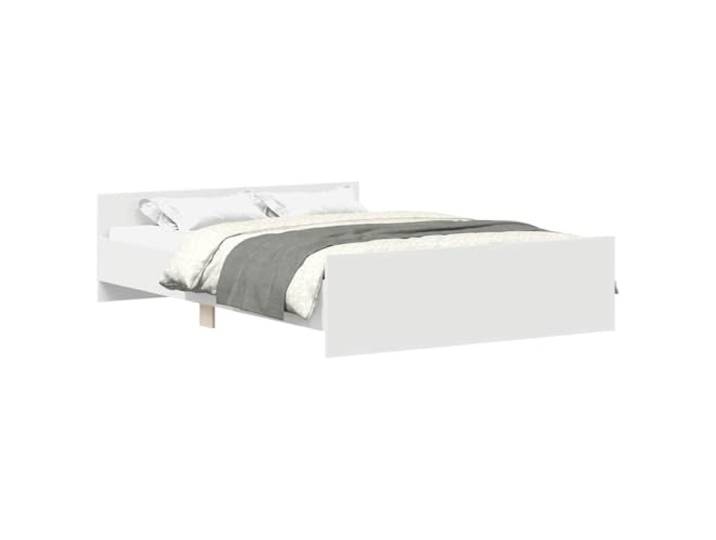 PUGYNBK Bettgestell, weiß, 135 x 190 cm Technisches Holz, Kopf- und Fußteil, stabile Lattenroste, Matratzenhalterung