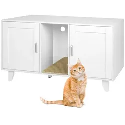Relaxdays XXL Katzenschrank für Katzenklo Weiß