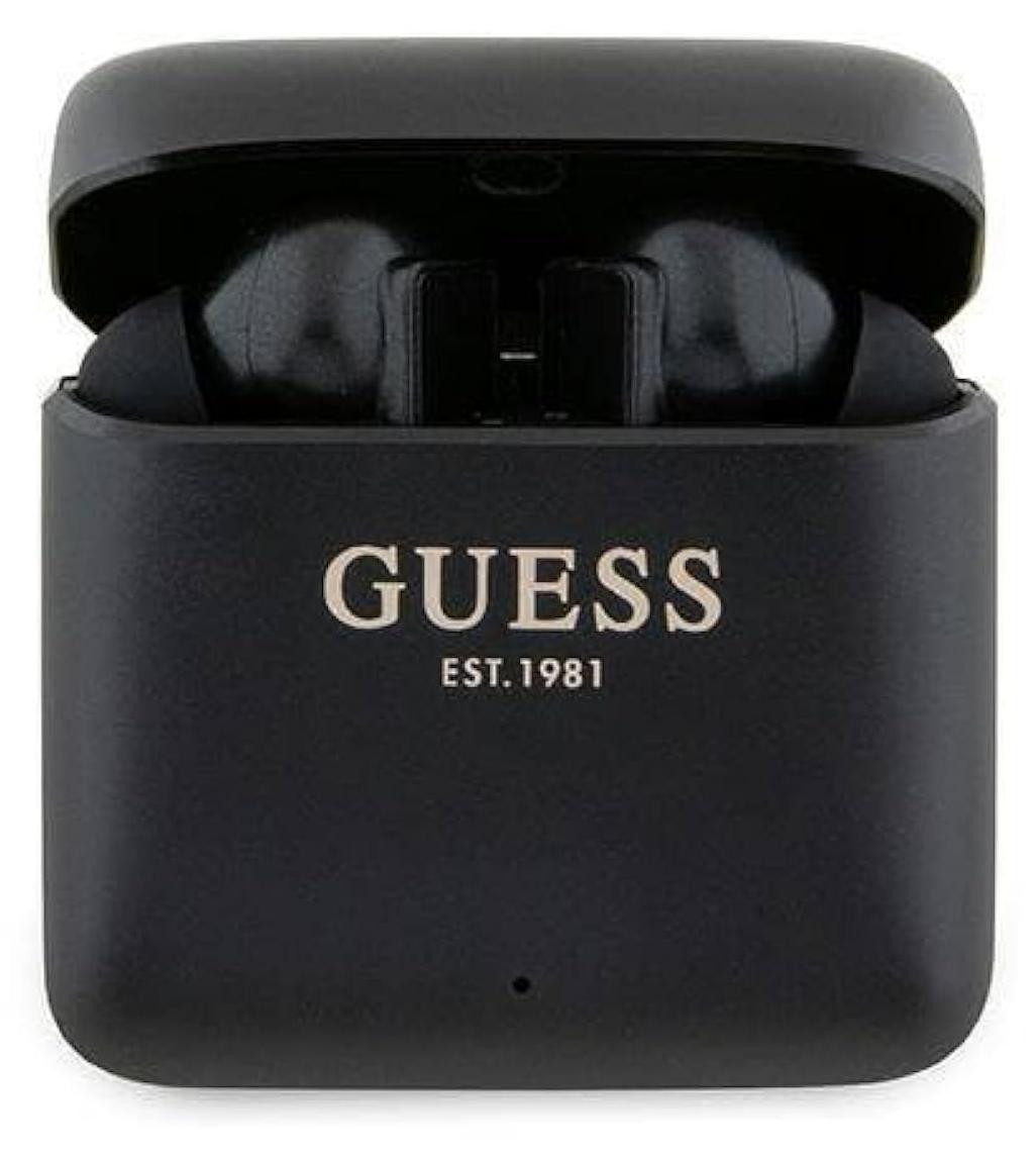 CG-Mobile Bluetooth-oordopjes Guess Gutwssu20Alegk TWS met oplaadstation, zwart/zwart met bedrukt logo