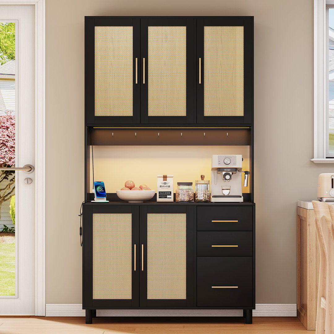 Direct Wicker 183cm Kitchen Pantry Black 183cm H X 100cm W X 40cm D