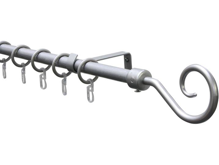 Gardinenstange GARDINIA Set Metall Gr. 1, silber (silberfarben), L:240cm, Aluminium, Gardinenstangen, Gardinenstange, 1-Lauf