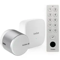 Tedee, Zutrittskontrolle, Go 2 Aluminium mit Bridge und Keypad Pro (Elektronische Zahlenkombination, Fingerabdruck)