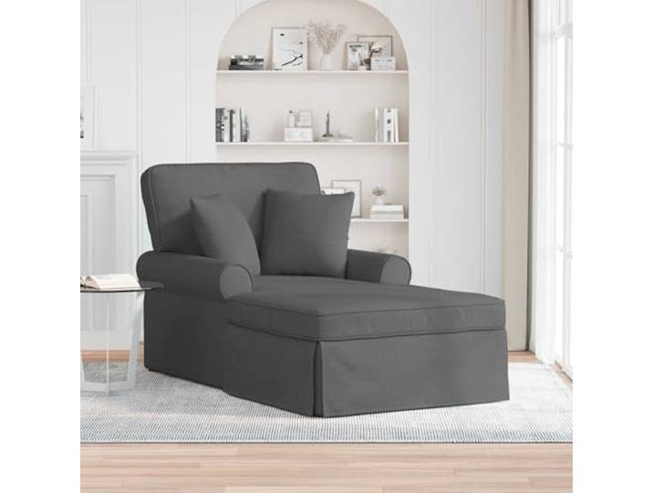 smnyxs Loungesessel mit Rock, Kissen 3 Stück, Dunkelgrau, Stoff Minimalistisches Design, Kissen 40 x 40 cm, gepolsterte Armlehnen, Bezug mit Reißverschluss, pflegeleicht