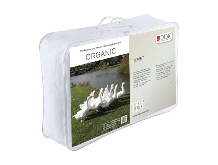 Daunenbettdecke DOR Organic Ganzjahr Leicht , weiss (weiß), B:160cm L:210cm, Obermaterial: 100% Baumwolle, Bettdecken, Daunenbettdecke