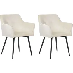 ESSZIMMERSTUHL 2er-Set Samtstoff Beige Jasmin