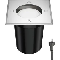 ledscom.de Bodeneinbaustrahler REJA für außen Edelstahl eckig IP67 inkl. GU5.3 LED (warmweiß, 4,99W, 430lm, 100°)