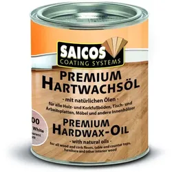 SAICOS Premium Hartwachsöl, Farbe 3100 Weiß transparent matt, Größe 2,5 Liter