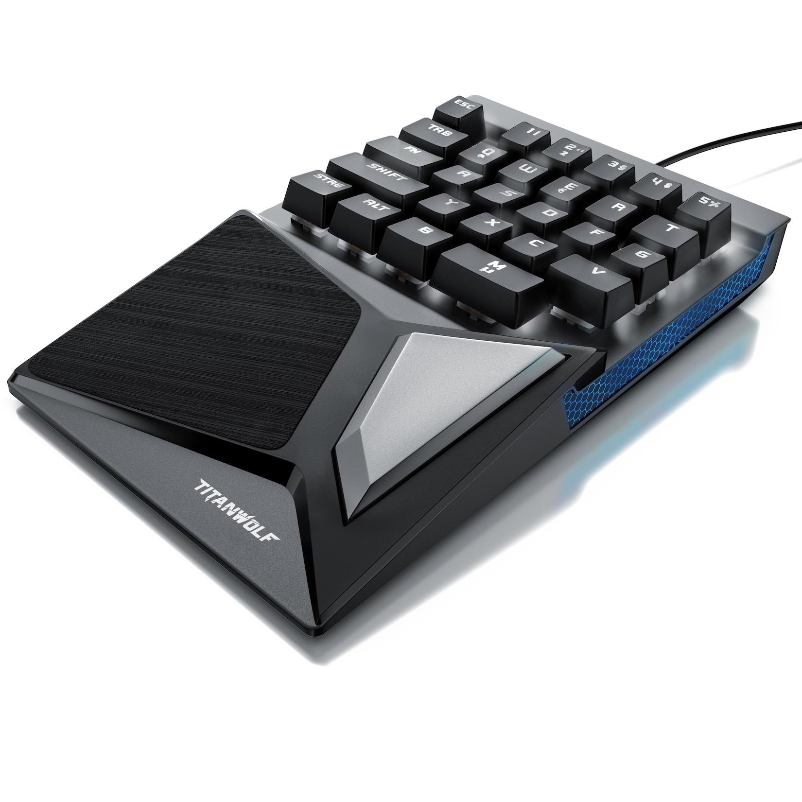 Titanwolf Gaming-Tastatur, mechanische Keypad Tastatur mit 28 Tasten, Gaming Einhandtastatur