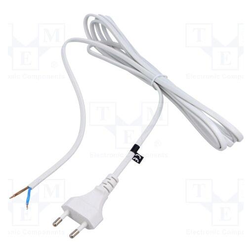 MPL POSAC-CEE7/16WH30: POS AC cable CEE7/16-YJ01(2,5A)-tinned ends H03VVH2-F2G0,75 L=3000 white (3 m) (POSAC-CEE7/16WH30)