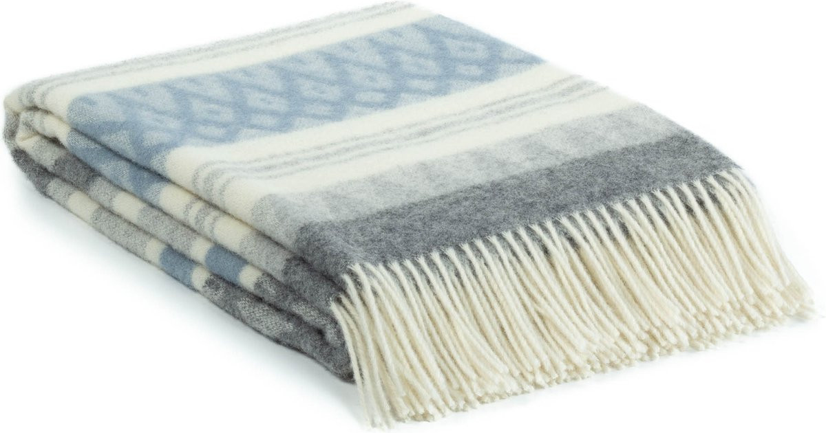 MoST Wollen plaid Ugle blauw 140 x 200 cm