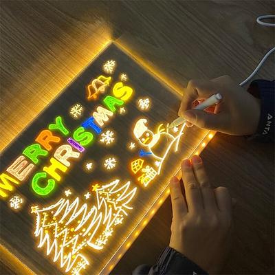 LED-Notiztafel mit Farben, leuchtende Acryl-Nachrichtenmarkertafel, beleuchtete Trockenlöschtafel mit stabilem Ständer, Memo-Buchstabentafel mit interaktivem Licht, Whiteboard zur Ideenfindung