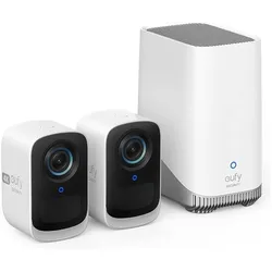 Anker eufy Cam S300 2-Cam Kit with Homebase 3 (3840 x 2160 Pixels), Netzwerkkamera, Weiss, Schwarz