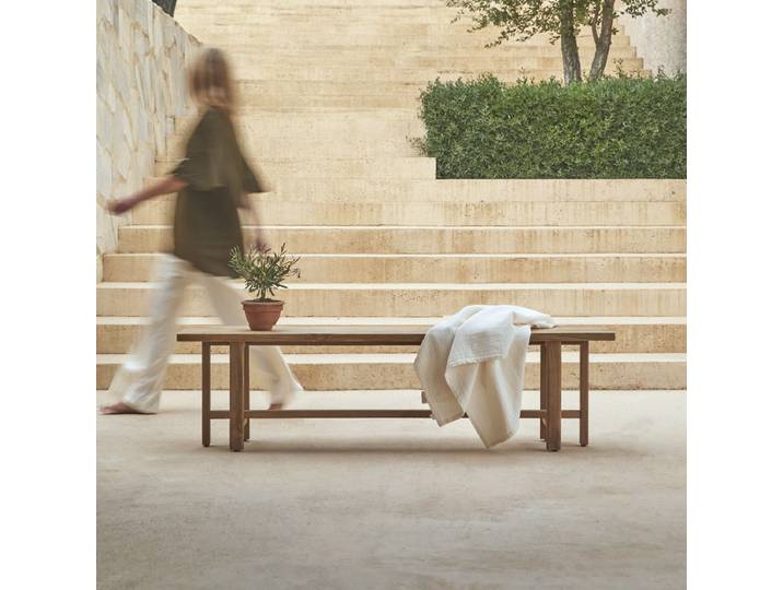 Gartenbank aus massivem, recyceltem Teakholz Antonia - Natur - Teak