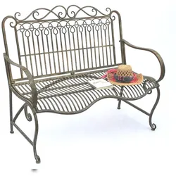 DanDiBo Gartenbank Metall Wetterfest Patina Grün 110 cm 2 Sitzer Sitzbank JC150014 Parkbank Eisen Garten