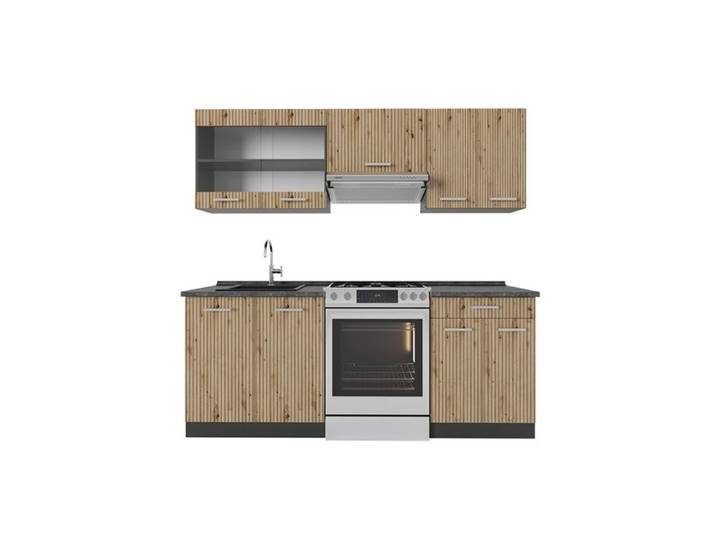Cuisine R-Line 200cm sans PT Chêne Artisan/Anthracite Vicco 48958