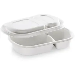 naturesse Zuckerohr-Schale 2 Fächer + Deckel 24x15,4x4 cm - 440/240 ml (200 Stück)