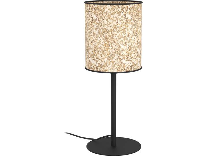 EGLO Lampe de table Butterburn\, lampe de chevet durable\, lampe de table en métal noir et textile avec des feuilles de bouleau\, lampe de table\, douille E27