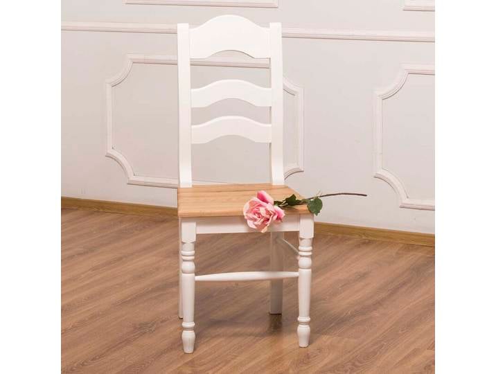 Esszimmerstuhl französischer Landhausstil altweiß - Eichenplatte