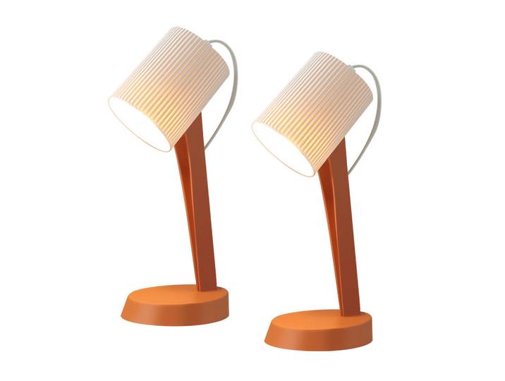 Nettlife Tischleuchte Nauman (2er-Set), Orange, Kunststoff, E14, 14x19.5x37.4 cm, Lampen & Leuchten, Innenbeleuchtung, Tischlampen