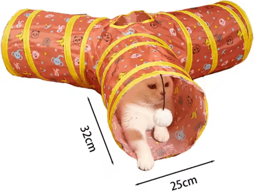 Inspire Picks Collapsible Cat Tunnel Play Tube Cat Tunnel For Indoor & Outdoor Exercise, Hiding & Interactive Play red Y