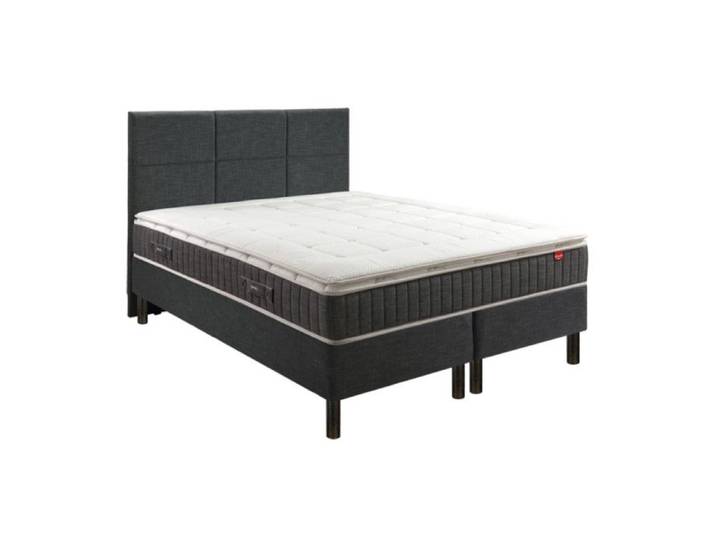 Ensemble boxspring surmatelas + matelas + sommier + tête de lit + pieds Epeda ENCHANTEUR Chine gris 2x90x200