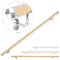 relaxdays Handlauf rund Alumium Buche-Optik 200 cm