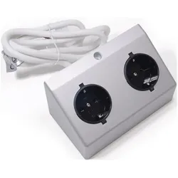 L&S, Steckdose, Doppel-Anbausteckdose 230 V Silberfarben