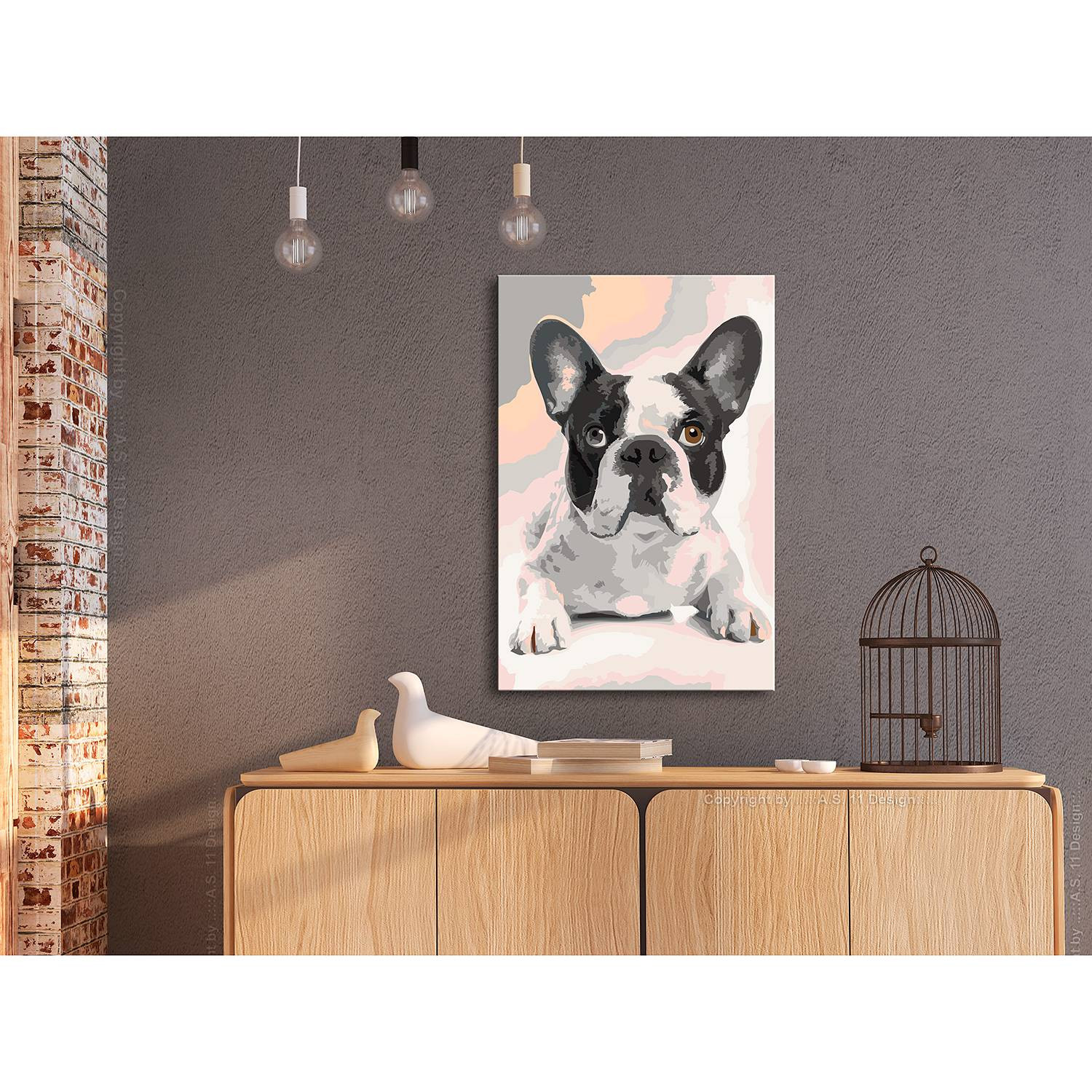 home24 Schilderen op Nummer - Bulldog I - Roze - 40 x 50 cm