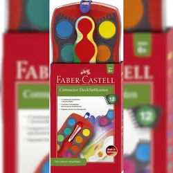 FABER-CASTELL 125030 CONNECTOR Farbkasten - 12 Farben, inkl. Deckweiß, rot