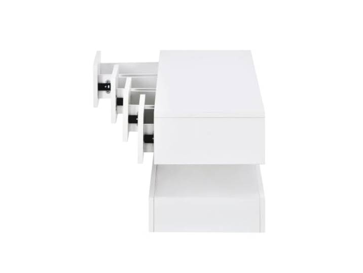 LED TV Lowboard 130x33x15cm, 4 Schubladen, weiß, App-Steuerung 15 mm MDF, 4 Schubladen, LED-Beleuchtung mit App-Steuerung, Bluetooth, USB-Anschluss, 130 x 33 x 15 cm, weiß