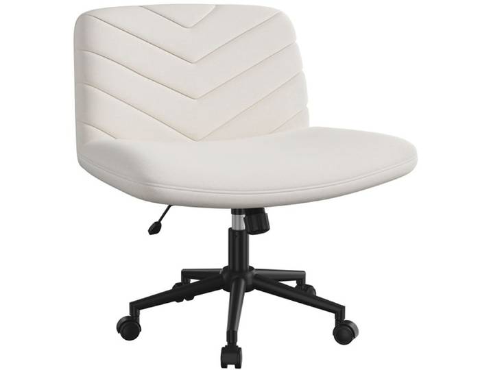 Yaheetech Chaise de Bureau Pivotante en Tissu Effet Lin Chaise sans Accoudoirs aux Pieds Croisés Beige