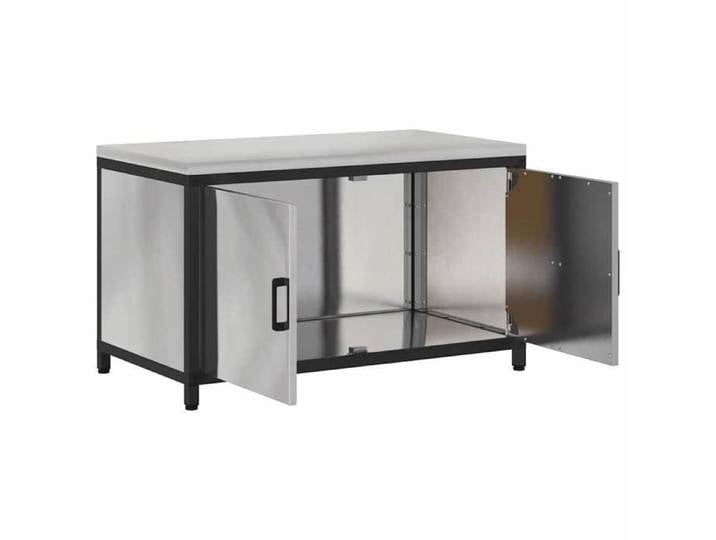 Moderne Meuble de rangement de cuisine SWEETY Argenté Acier inoxydable 90x50x53 cm BB2318