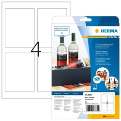 HERMA Flaschenetiketten A4 Inkjet 90x120 mm weiß Papier glänzend 40 St.