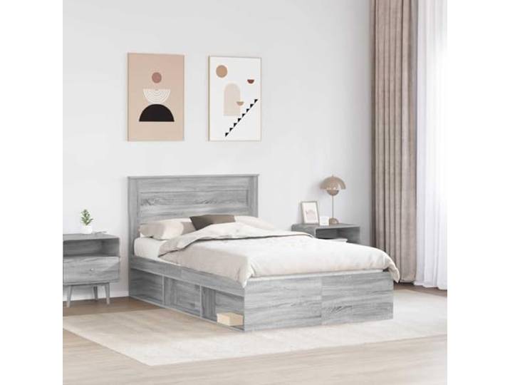 KTHLBRH Bett Grau Sonoma 120 x 190 cm Kiefer massiv Modernes Design, klare Linien, rechteckige Struktur, geeignet für minimalistische Zimmer