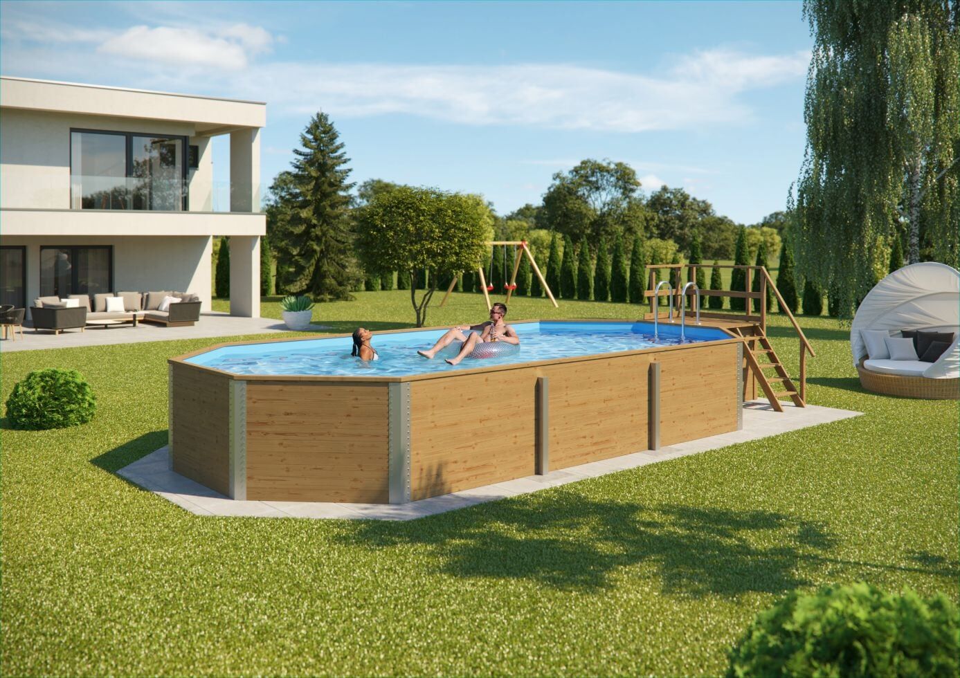 Weka Massivholzpool-Set Barbados 850 x 376 x 116 cm inkl. Sandfilteranlage