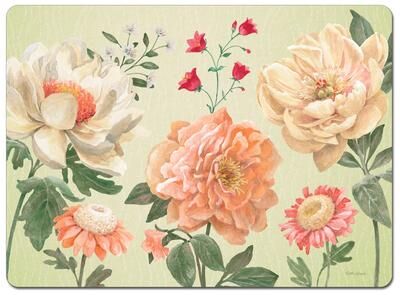 CounterArt Flower Show Hardboard Placemats with Protective Cork Backing 4 Pack Layered Construction Heat Tolerant and Easily Wipes Clean