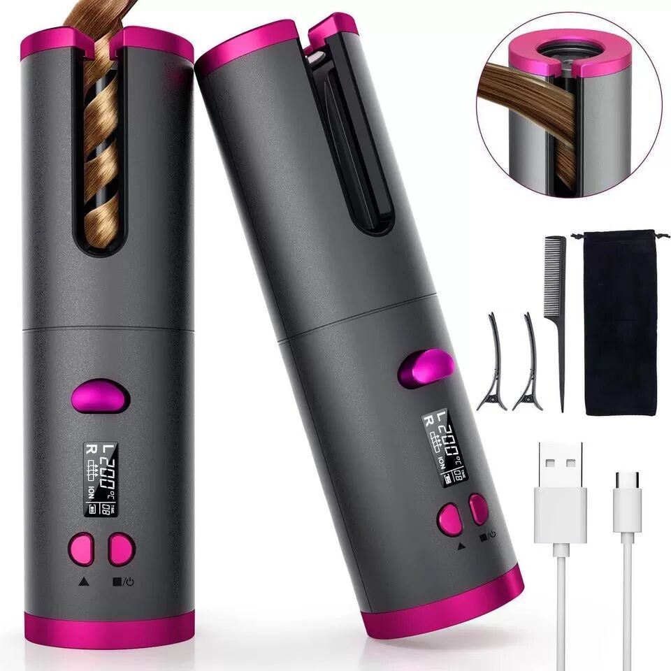 INF Fer à boucler automatique rechargeable - Boucles sans effort Gris