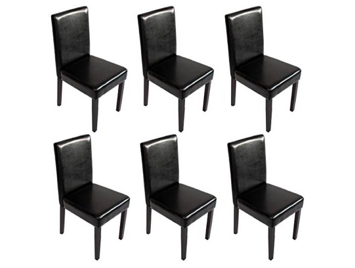 Mendler 6er-Set Stuhl Littau - Kunstleder, schwarz, dunkle Beine Esszimmerstuhl, Küchenstuhl