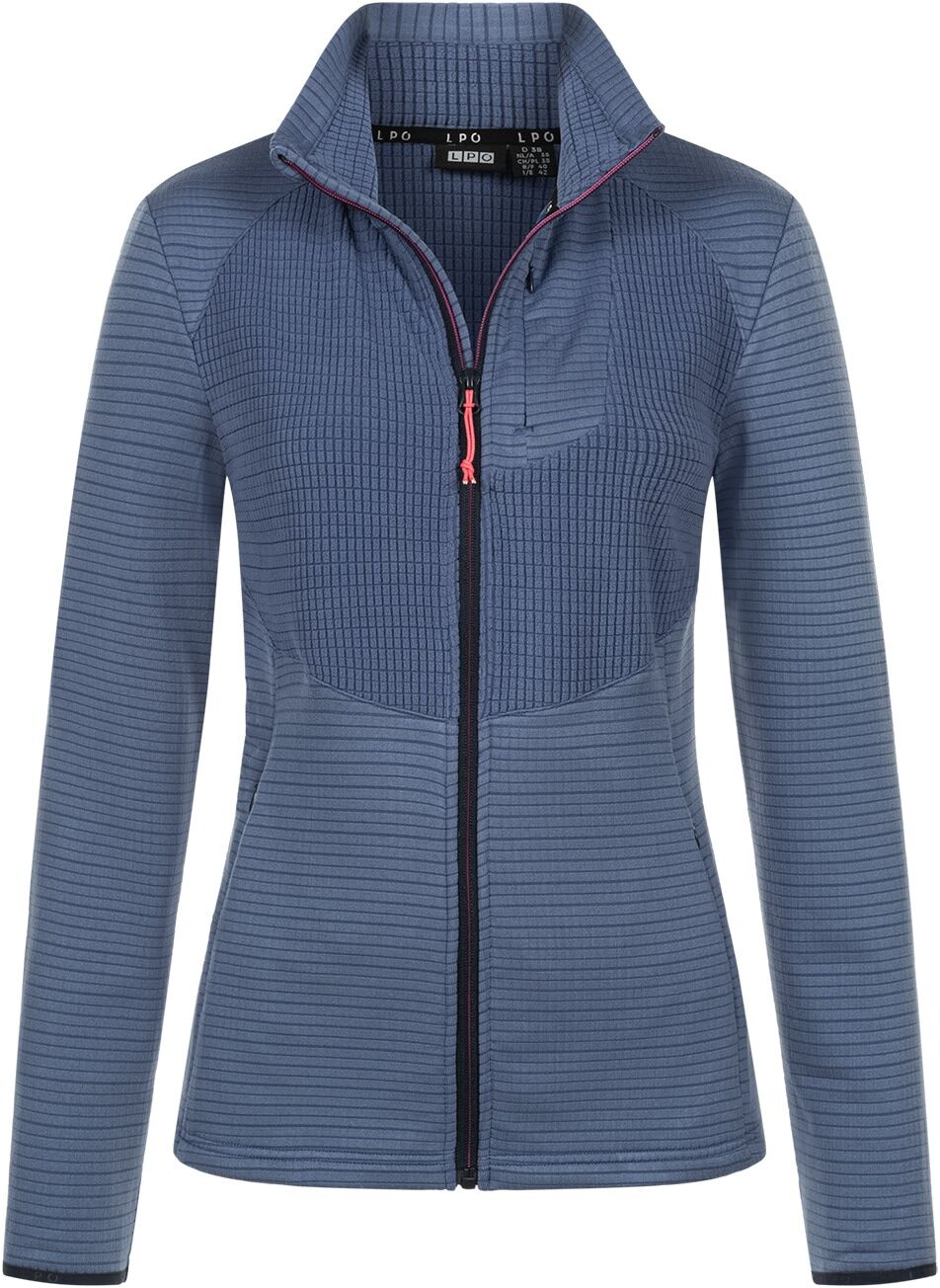 Fleecejacke LPO "Da-Fleecejacke Perle", Damen, Gr. 46 (L), blau (indial teal), Fleece, 93% Polyester, 7% Elasthan, regular fit hüftbedeckend, gerader Abschluss mit Gummizug, Jacken Fleecejacke, Superweich, Gitterstruktur, Brusttasche indial teal 46 (L)