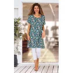 Viskose-Kaftan in Druck petrol in Größe 48/50 von DW-Shop, Petrol, 48/50