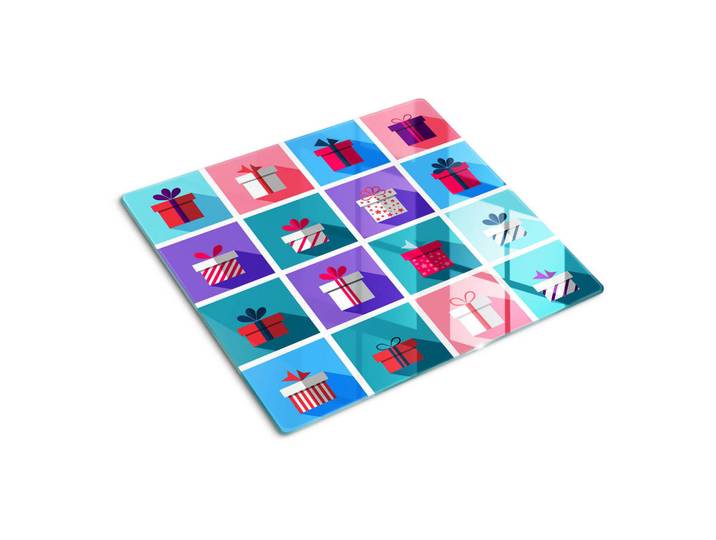 Tulup Glasplatte 60x52 cm Geschenke, Mehrfarbig, Glas, 60x0.4x52 cm, Küchen, Küchenelektrogeräte, Herde, Herdabdeckplatten